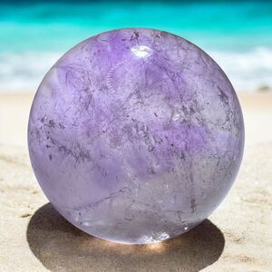 Amethyst Crystal Marble Sphere‎ Meditation Stone (#15)